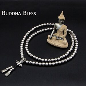 108 Destiny Nepal Prayer Full Metal Buddism Bead Mala Necklace (full stainless steel)