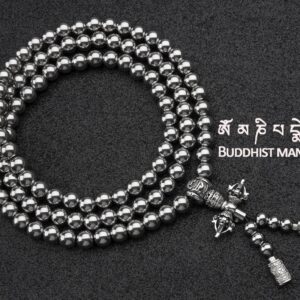 108 Destiny Nepal Prayer Full Metal Buddism Bead Mala Necklace (full stainless steel)