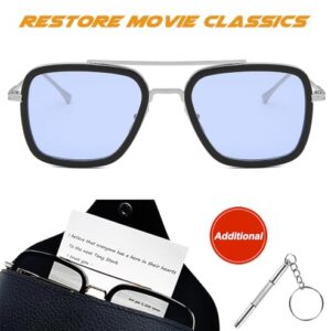 SHEEN KELLY Trendy Square Pilot Sunglasses Men Women Vintage Rectangular Metal Frame Shades Eye Glasses