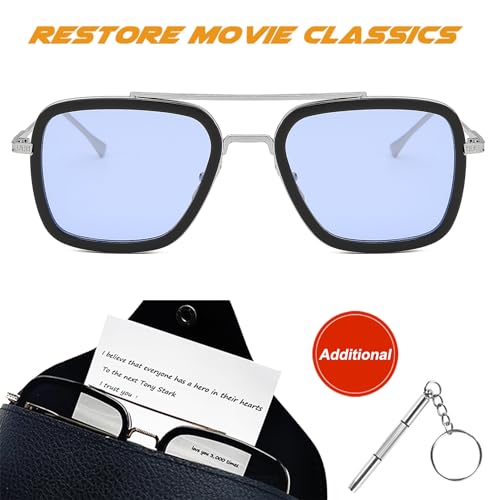 SHEEN KELLY Trendy Square Pilot Sunglasses Men Women Vintage Rectangular Metal Frame Shades Eye Glasses