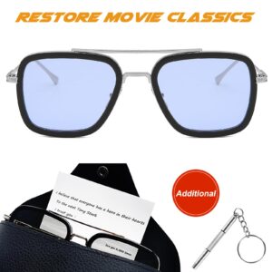 SHEEN KELLY Trendy Square Pilot Sunglasses Men Women Vintage Rectangular Metal Frame Shades Eye Glasses