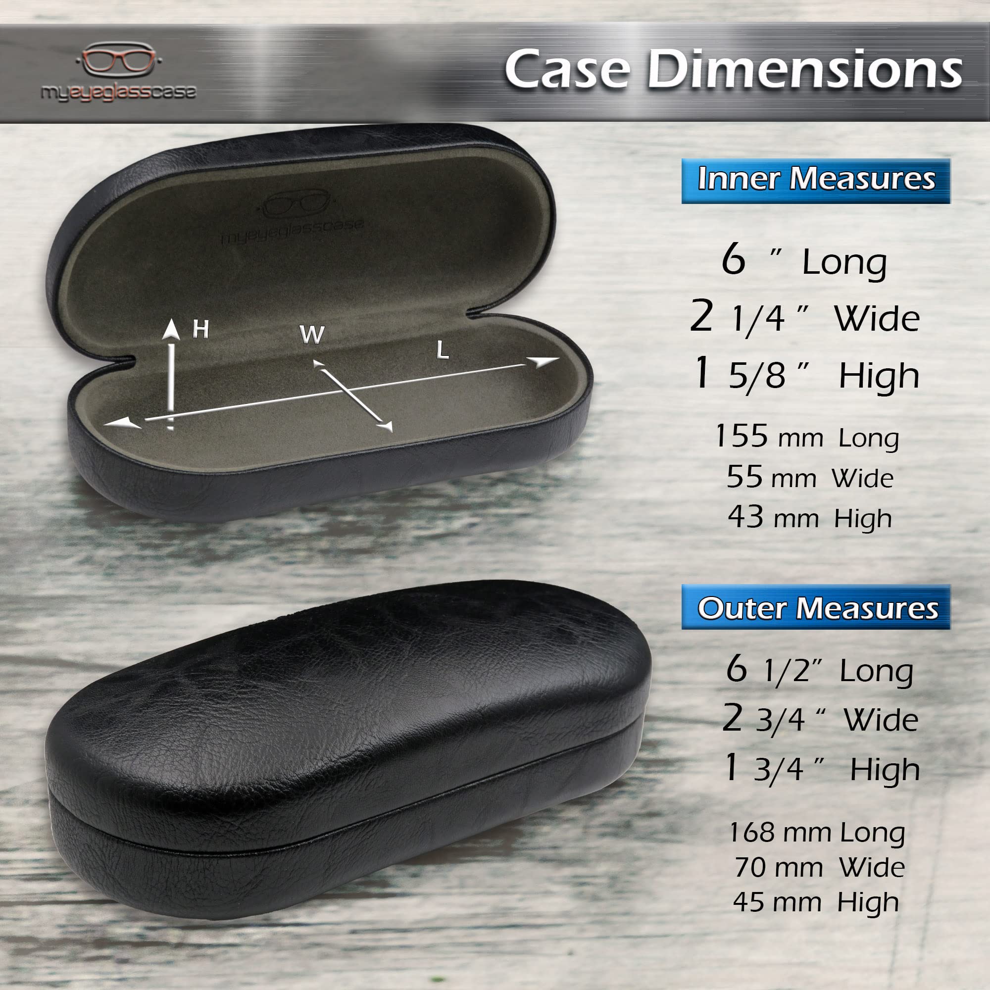 MyEyeglassCase - Large Sunglasses Case - Hard Glasses Case Holder w/Pouch & Cloth - Eyeglass Case Aviator Frames Men & Women