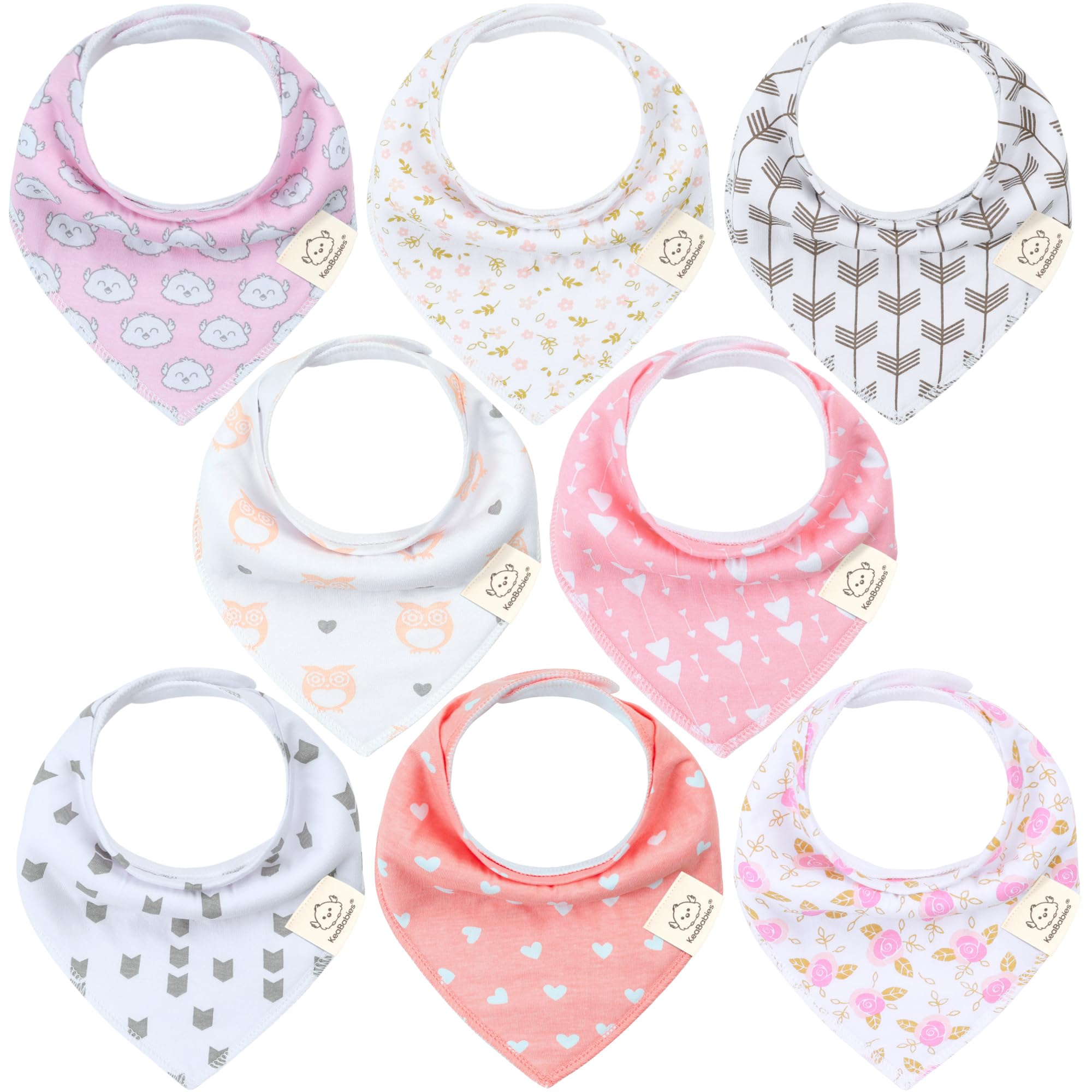 8-Pack Organic Baby Bandana Drool Bibs for Girls - Super Absorbent Baby Bibs for Baby Girls, Baby Boys, Soft Cotton Bandana Bibs, Baby Drool Bib, Teething Bibs for Infant, Toddler, Bib(Pink Dreams)