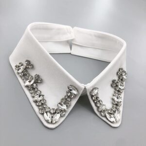 Women's Stylish Detachable Rhinestones Half Shirt Blouse False Collar Choker Peter Pan Necklace Fake Collar