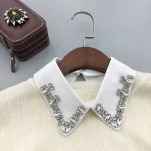 Women's Stylish Detachable Rhinestones Half Shirt Blouse False Collar Choker Peter Pan Necklace Fake Collar