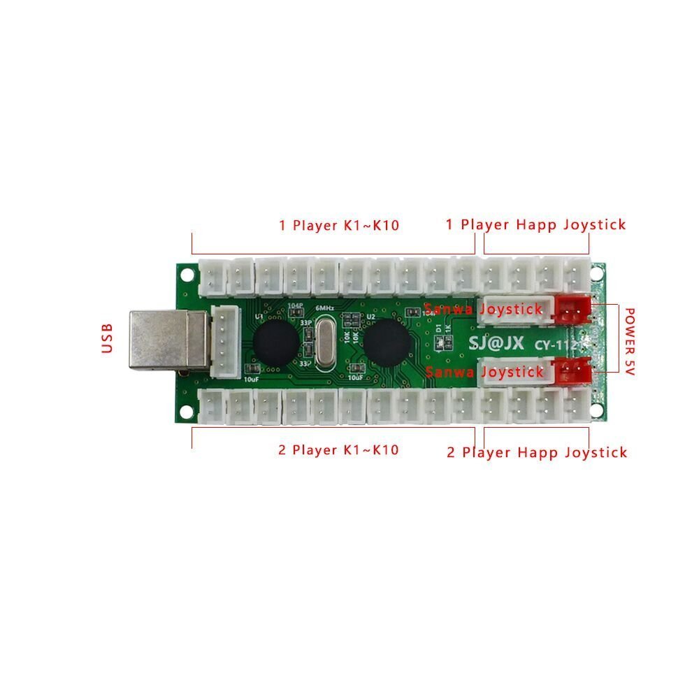 SJJX 2 Players Arcade Game DIY Kit USB Encoder Controller Button Joystick For Retro Pie Raspberry Pi MAME PC