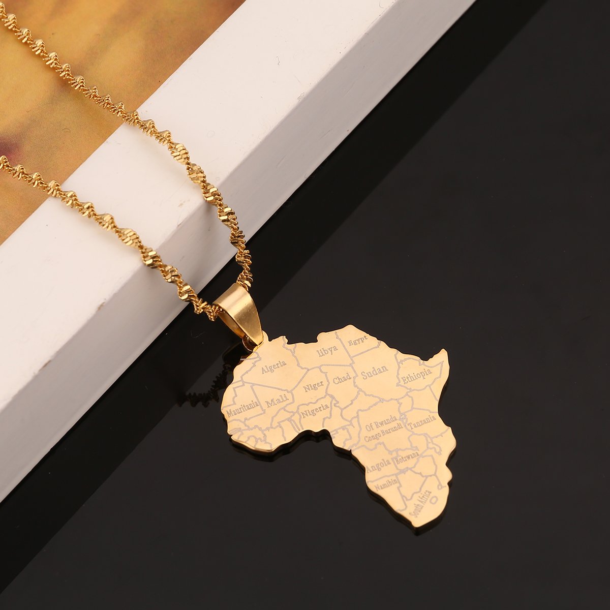 Africa Map Flag Pendant Chain African Maps Jewelry With Country Flags