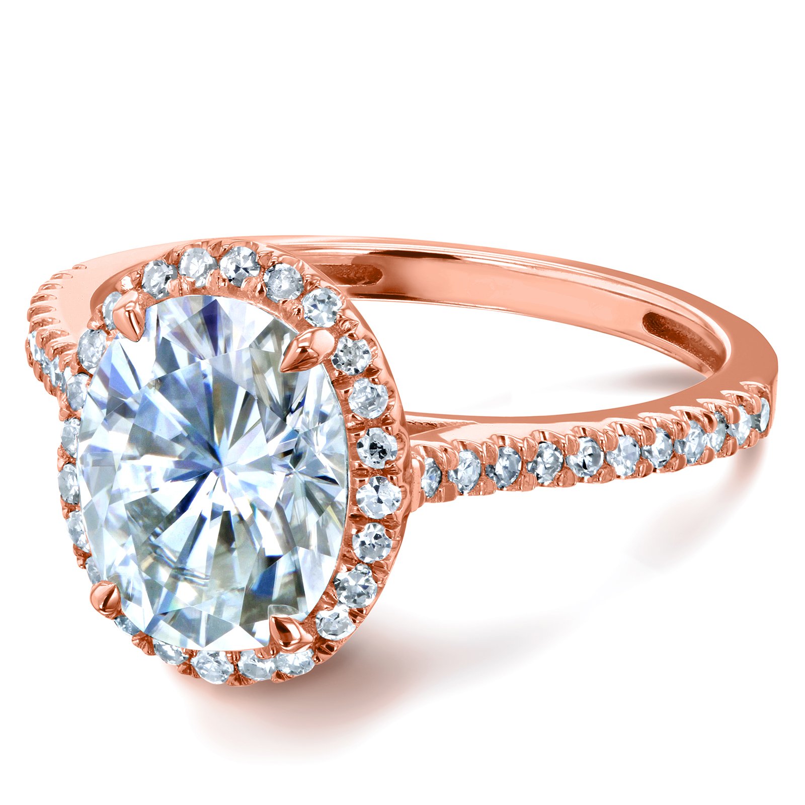 Kobelli Oval Moissanite Halo Engagement Ring 2 1/4 CTW 14k Rose Gold