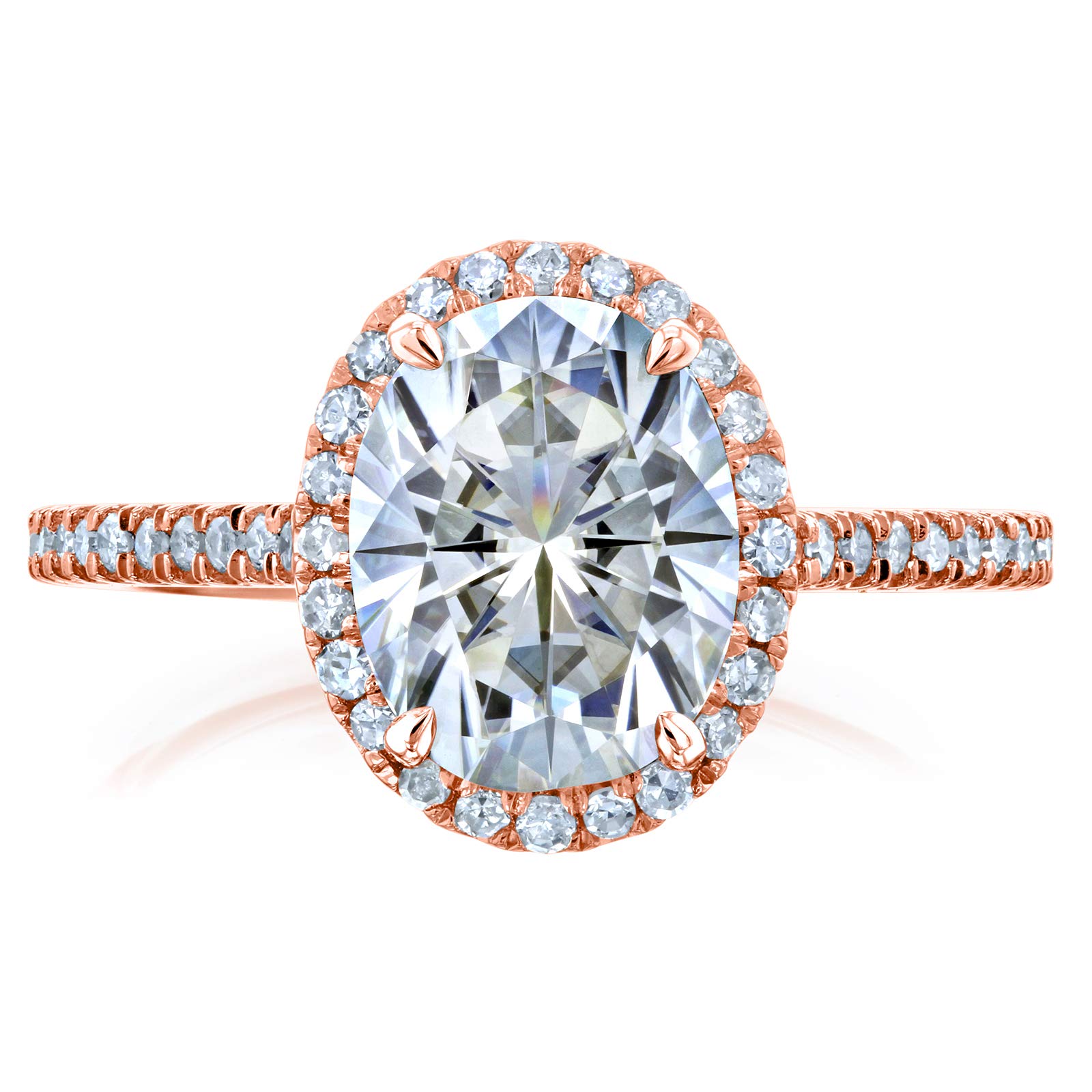 Kobelli Oval Moissanite Halo Engagement Ring 2 1/4 CTW 14k Rose Gold