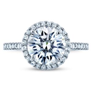 Kobelli Round Brilliant Forever One Moissanite Halo Engagement Ring 2 1/6 CTW 14k White Gold (DEF/VS, GH/I)