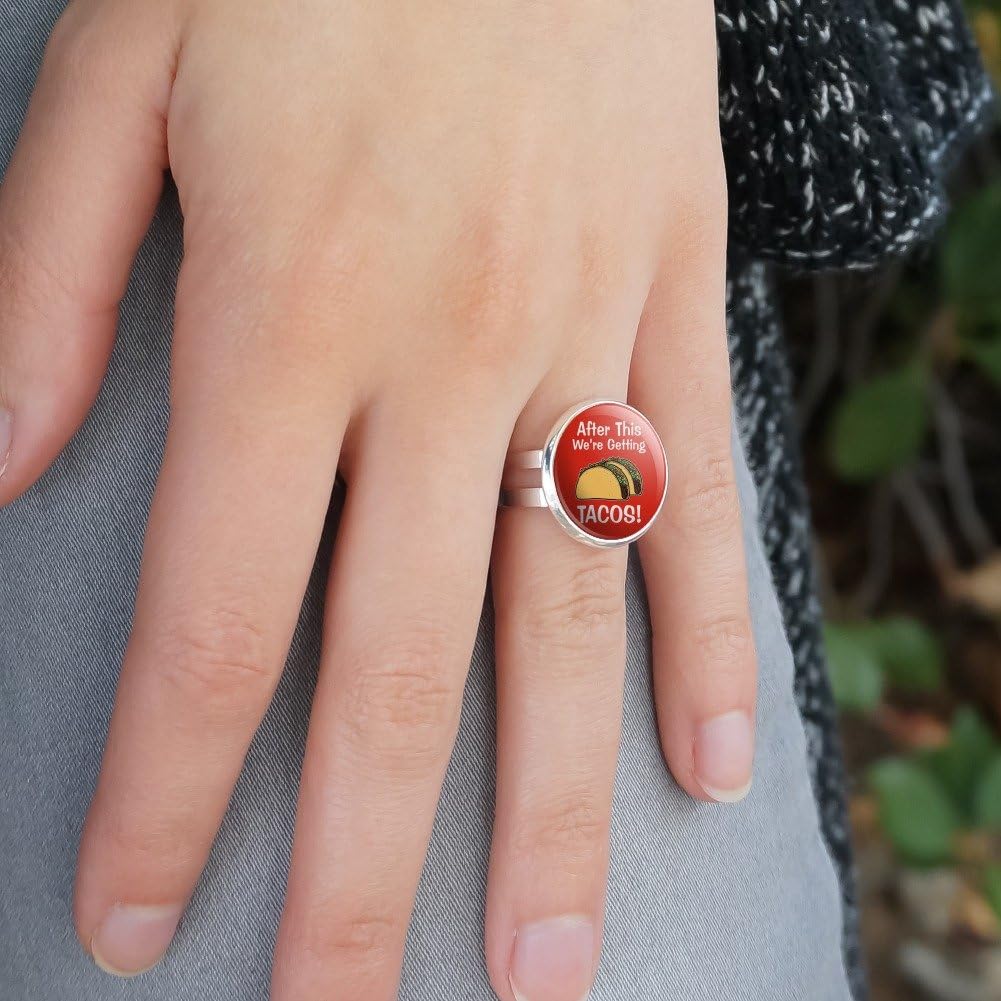 GRAPHICS & MORE After this We're Getting Tacos Silver Plated Adjustable Novelty Ring