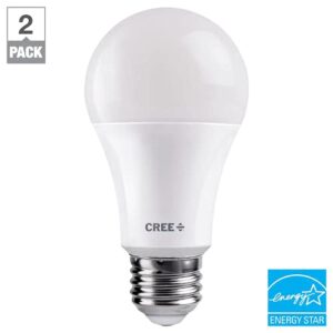 Cree Lighting Exceptional Series A19 Bulb, 5000K Dimmable LED Bulb, 60W + 815 Lumens, Daylight, 2 Pack