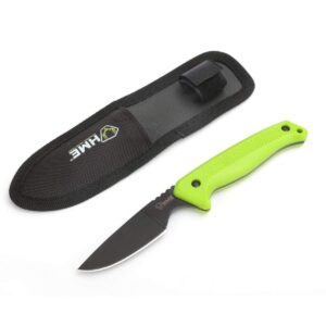 hme fixed stainless steel caping black oxide 2.5" blade knife with heavy-duty nylon sheath for hunting, camping, backpacking