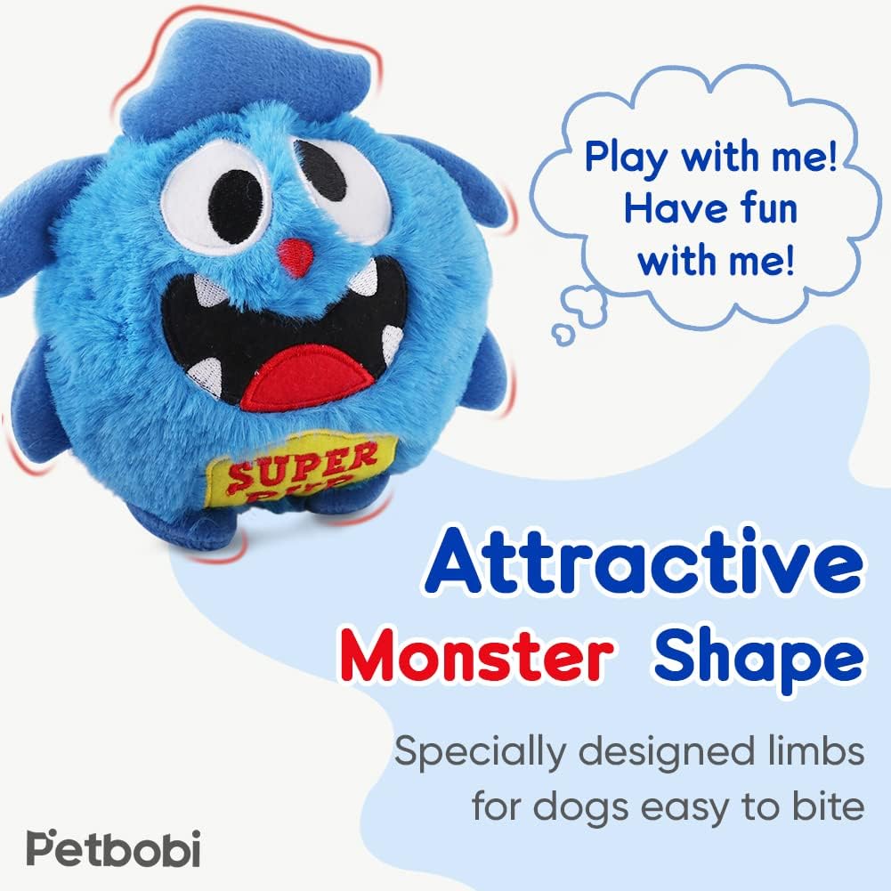 Petbobi Upgrade Dog Toys Interactive Monster Plush Giggle Ball Shake Squeak Crazy Bouncer Toy Exercise Electronic Toy for Puppy Motorized Entertainment for Pets