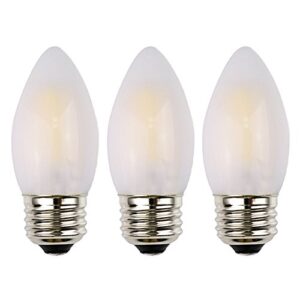 C35 LED Candelabra Bulb, 2W Dimmable, 25W Incandescent Equivalent, High CRI Warm White Light, Frosted Glass Housing, E26 Medium Base, Torpedo Tip, 3 Pack