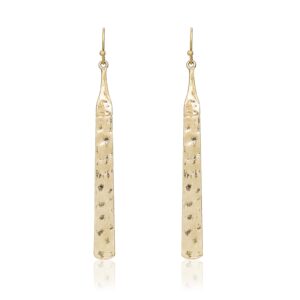 POMINA Gold Long Vertical Linear Bar Dangle Drop Earrings Hammered Gold Geometric Link Dangling Fashion Earrings for Women