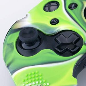 9CDeer 1 Piece of Studded Protective Silicone Cover Skin Sleeve Case + 8 Thumb Grips Analog Caps for Xbox One/S/X Controller Camouflage Green compatible with Official Stereo Headset Adapter