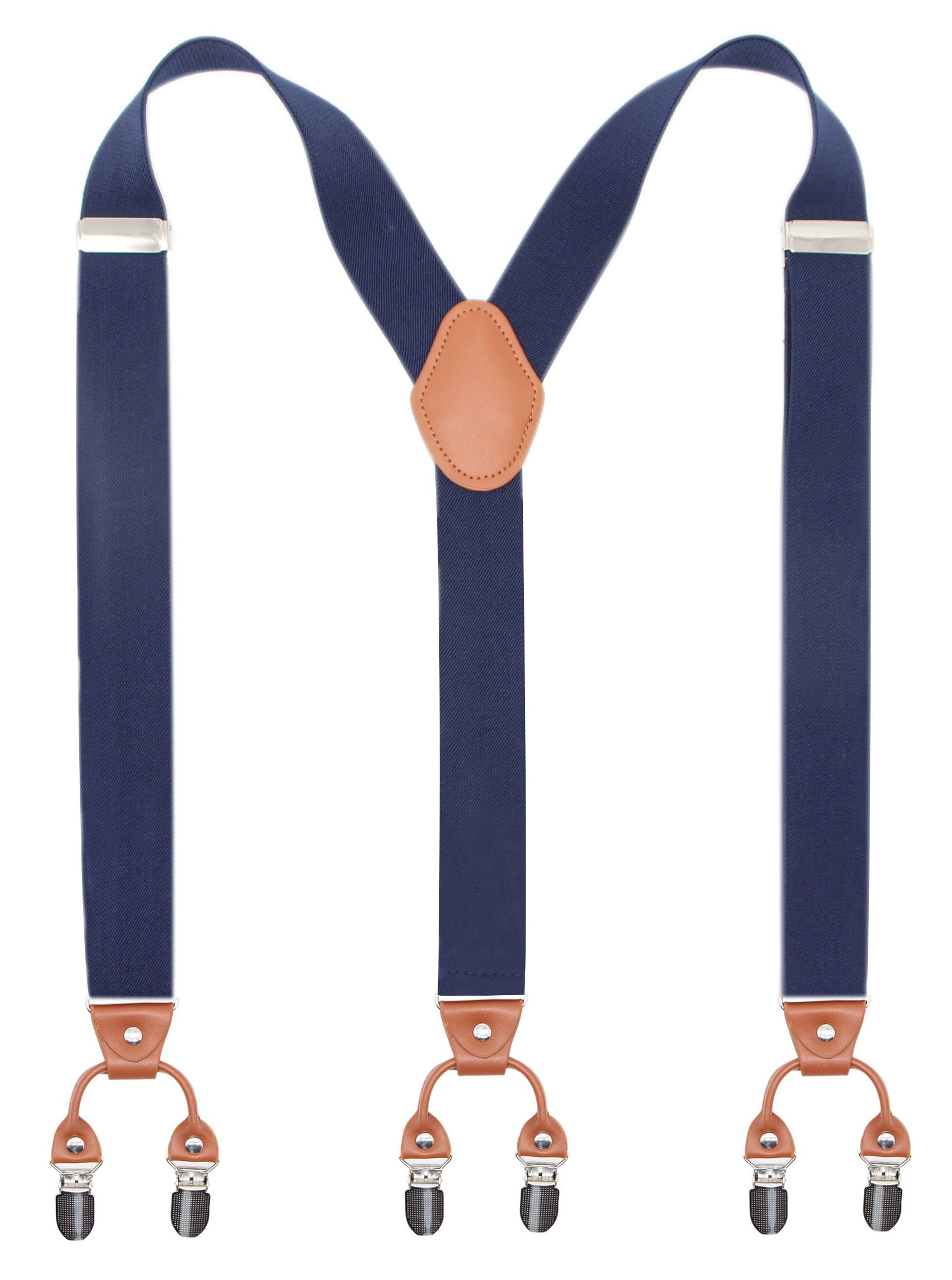 Bioterti Men’s Y-Shaped Heavy Duty Suspenders – 6 Metal Clips, Elastic Straps