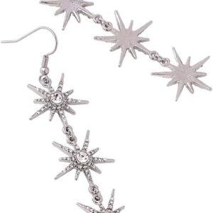 Star Drop Dangle Earrings Crystal Snowflake Earrings for Woman Silver Winter Party Christmas Wedding Women's Jewelry Tengkou (silver-plated-base)