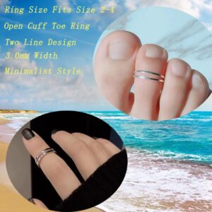 925 Sterling Silver Open Cuff Toe Ring for Women Adjustable Pinky Ring Band Size 2-4…