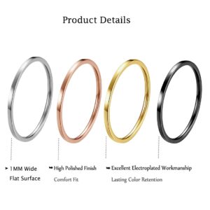 3pcs 1mm stainless steel plain band knuckle stacking midi rings for women comfort fit