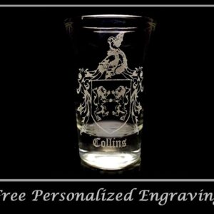 Collins Irish Family Coat of Arms Shot Glass 1.5oz - Free Personalized Engraving