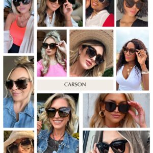 DIFF Carson Designer Square Oversized Sunglasses Women UV400 Polarized Protection, Black Extra large trendy 2023 frames