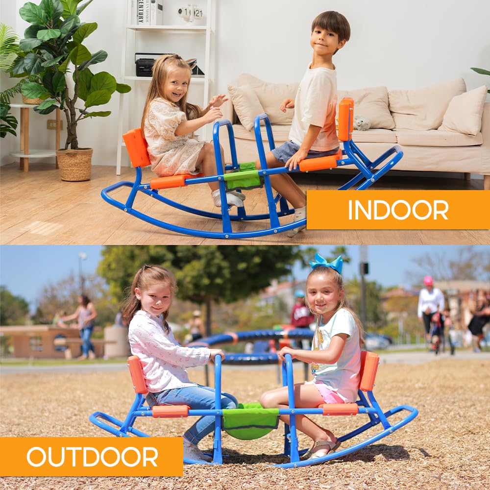 Kids Teeter Totter Outdoor Seesaw: Play - Children, Boys, Girls, Kid, Youth Ride ON Toy Living Room, Lawn, Backyard, Playground Gifts, Party Ages 3 4 5 6 Rocking HIGH Chair