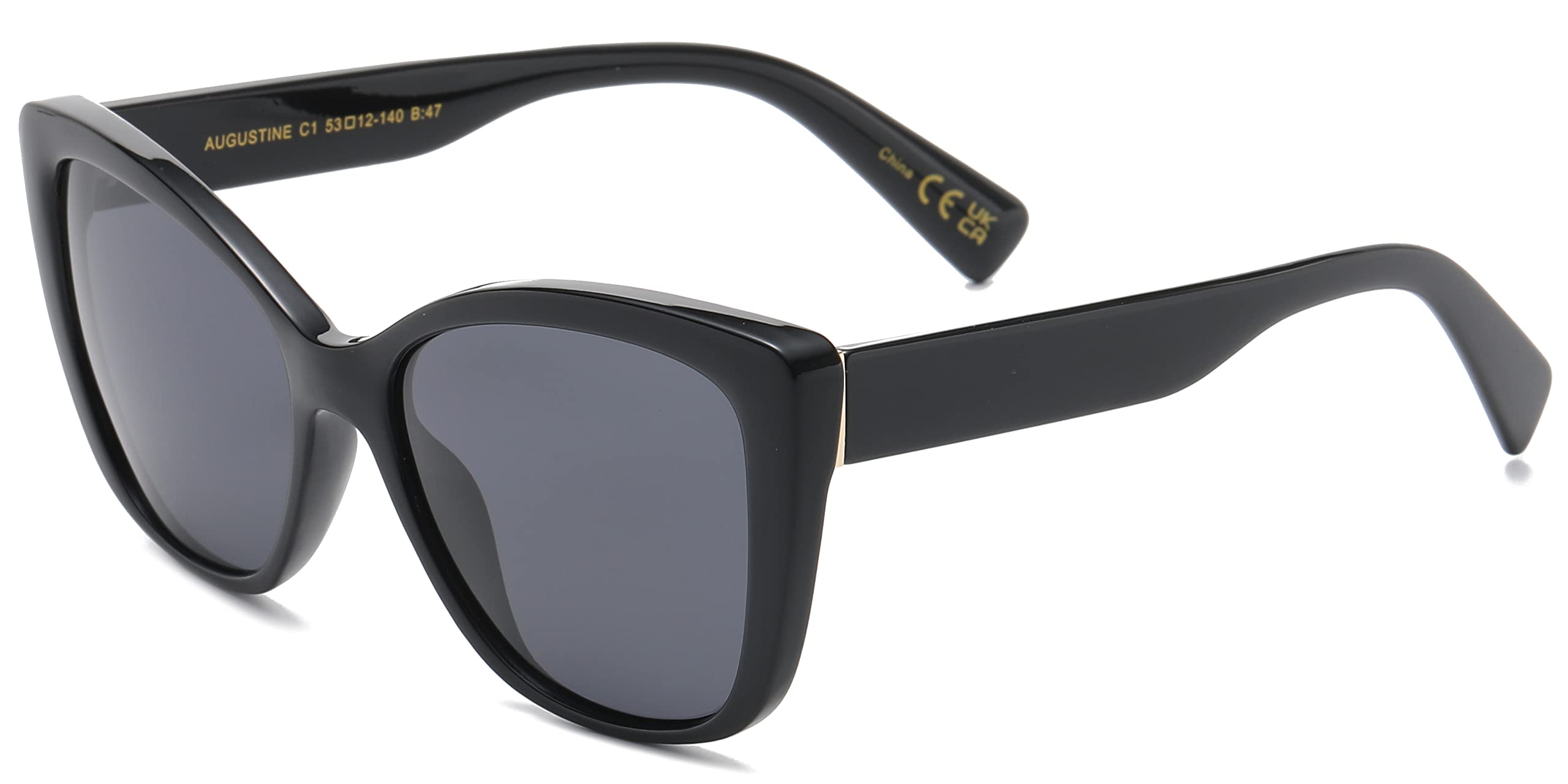 Be One Women Cat Eye Fashion Sunglasses - Polarized UV400 Classic Retro C1 Black Frame + Black Lens