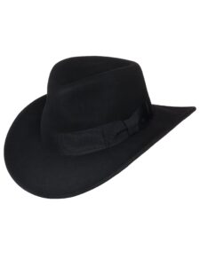 men's indiana outback fedora hat black crushable wool felt by silver canyon, black, large