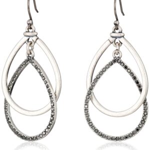 Lucky Brand Pave Double Hoop Earrings, Silver, One Size