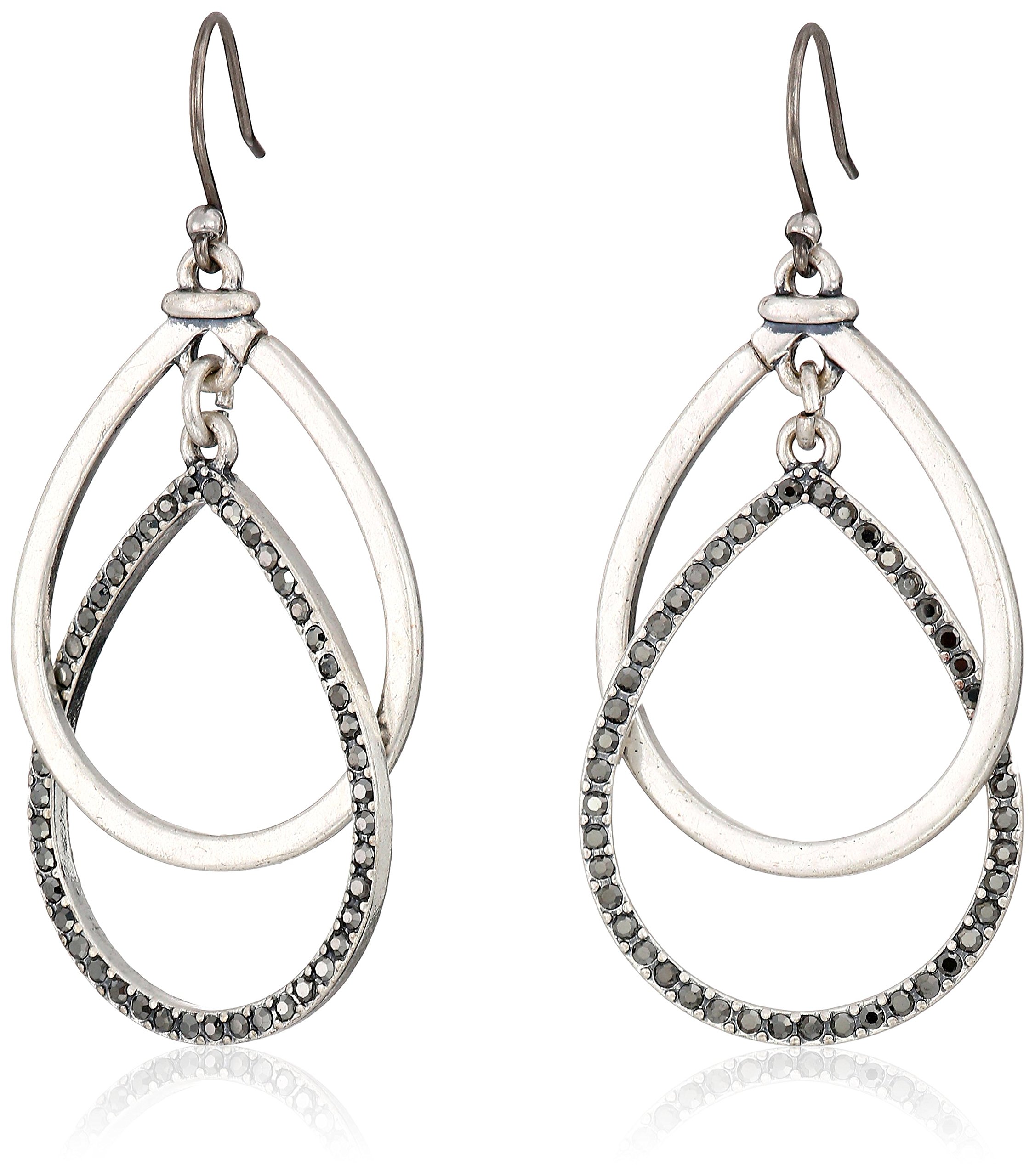 Lucky Brand Pave Double Hoop Earrings, Silver, One Size