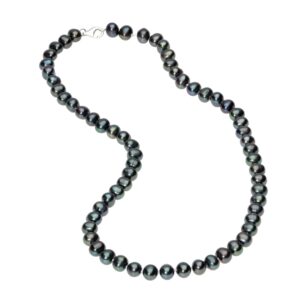 black pearl necklace in 925 sterling silver 18 inches long with lobster claw clasps 6-7 mm wide by lavari jewelers…