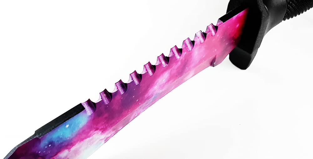 Falcon 12" Tactical Fixed Blade Outdoor Machete, Pattern Fixed Blade. Camping Knife. For Outdoor Camping and Hunting -Cut Branches, Ropes (Galaxy Purple)