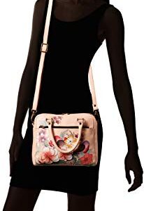 Anna by Anuschka womens Anna Anuschka Painted Leather Women's All Round Zippered Crossbody cross body handbags, Vintage Garden, One Size US