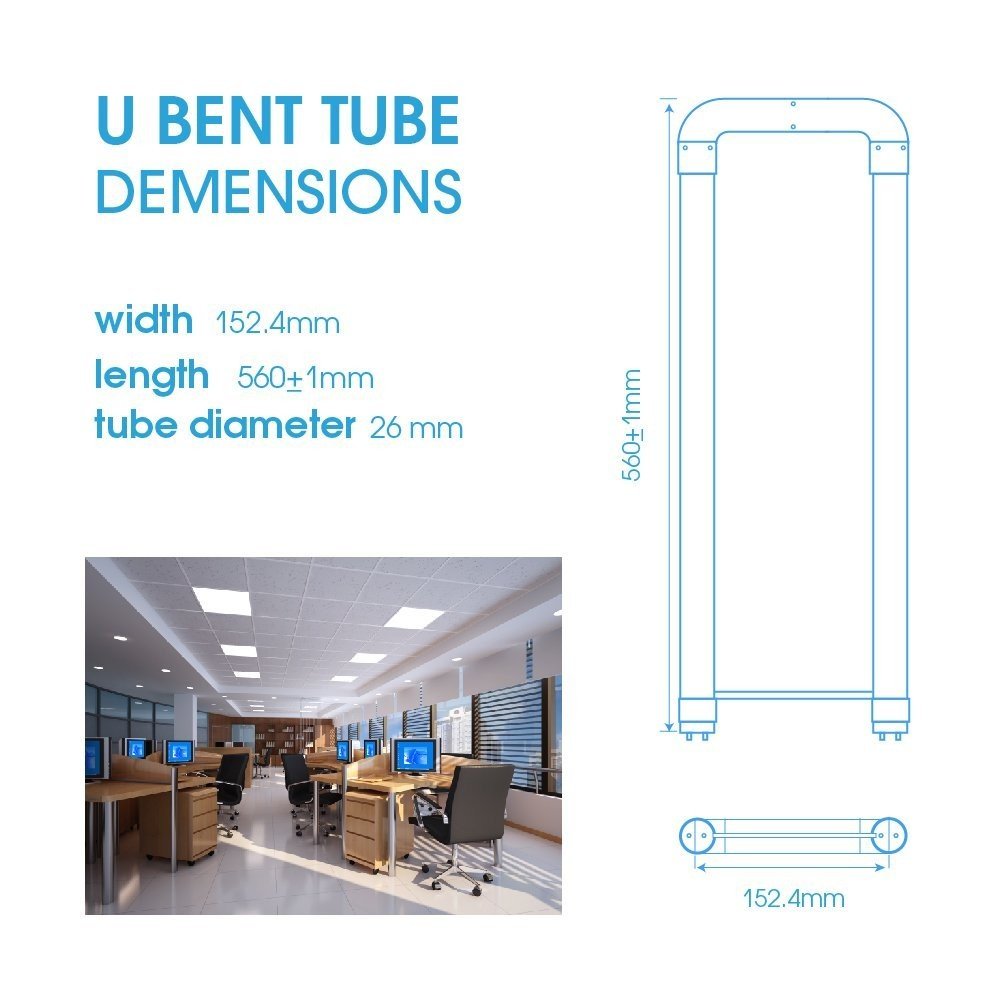 jimwhen U Bend LED Tube Light,2 Foot U Shaped LED Bulb,18W(40W Equiv),2200 Lm Super Bright,5000K Daylight,Dual-end Powered,Ballast Bypass,Fluorescent LED Replacement Bulbs