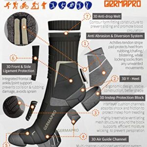 Men's Breathable Hiking Work Boot Socks w/Anti-Stress Moisture Wicking Germanium & Coolmax Fiber Lite-Compression 1/2 pr (X-Large, Brown)