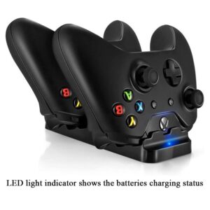 OSTENT Dual Charger Dock Station + 2 Battery for Microsoft Xbox One Wireless Controller