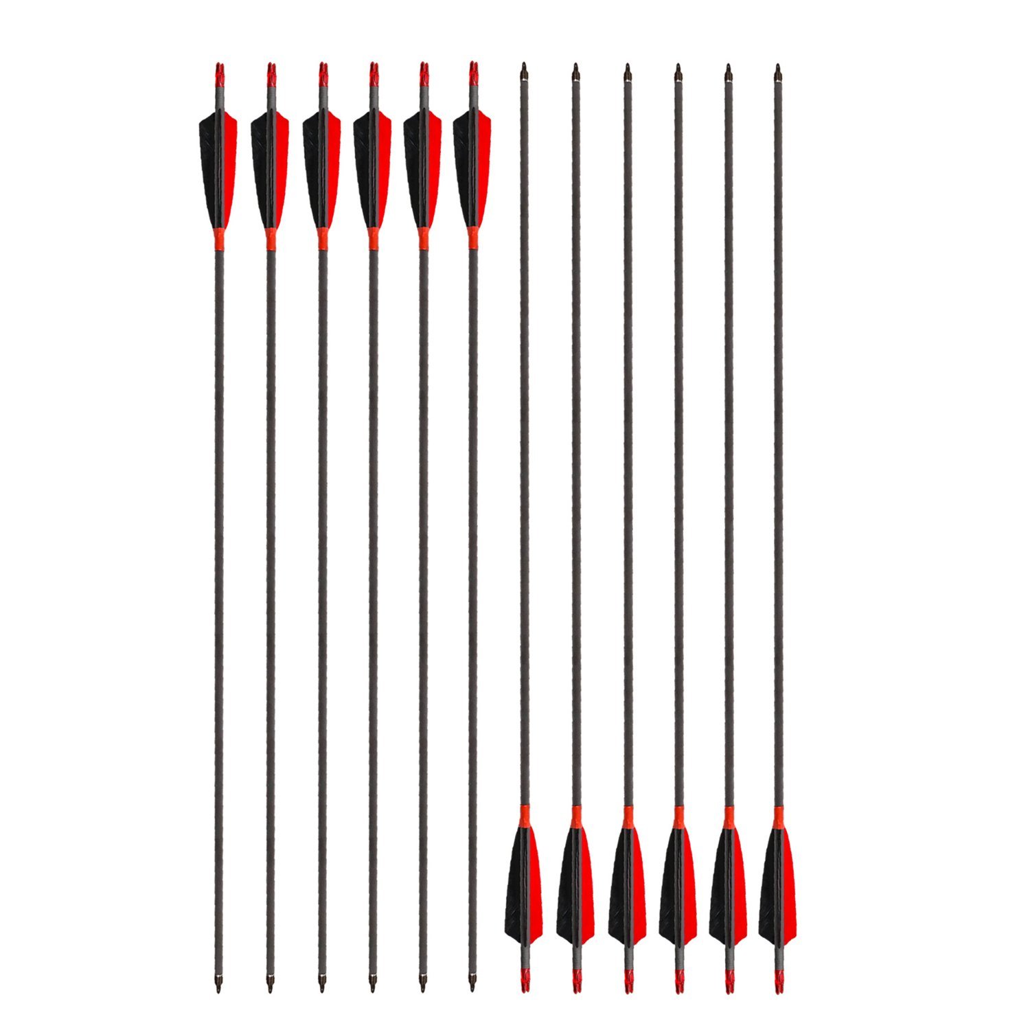 MS JUMPPER Archery Carbon Arrows 400 Spine with 4” Real Feather Fletching 100 Grain Points for Compound Recurve Longbow (12 Pack) (30 Inch Arrows)