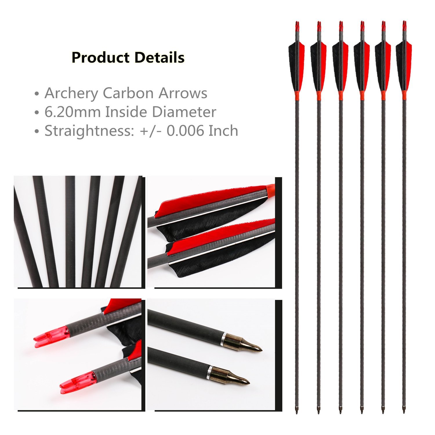 MS JUMPPER Archery Carbon Arrows 400 Spine with 4” Real Feather Fletching 100 Grain Points for Compound Recurve Longbow (12 Pack) (30 Inch Arrows)