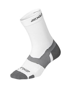 2xu vectr crew sock, white/grey, small