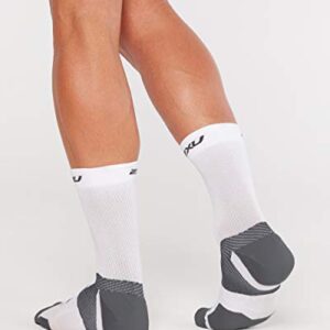 2XU Vectr Crew Sock, White/Grey, Small