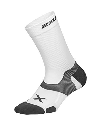 2XU Vectr Crew Sock, White/Grey, Small