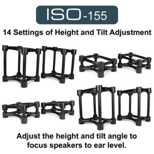 IsoAcoustics Iso-Stand Series Speaker Isolation Stands with Height & Tilt Adjustment: Iso-155 (6.1” x 7.5”) Pair