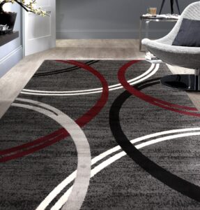 rugshop modern wavy circles design area rug 7' 10" x 10'2" red