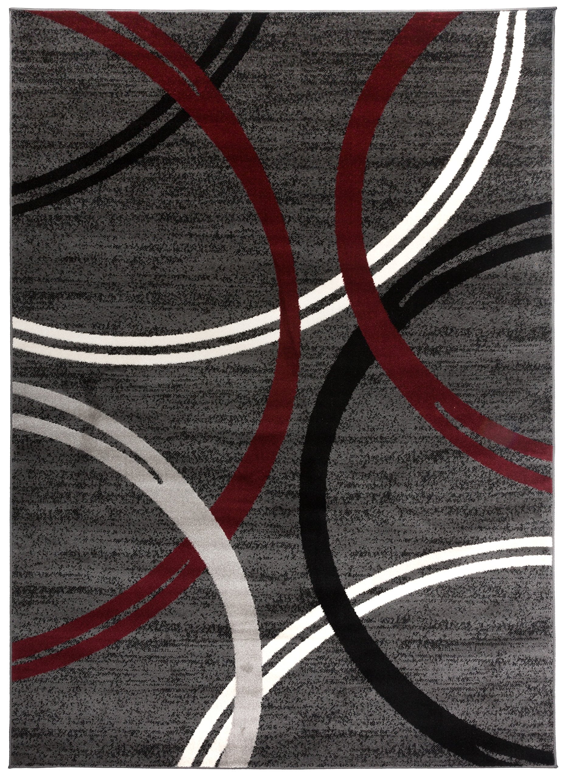 Rugshop Modern Wavy Circles Design Area Rug 7' 10" x 10'2" Red