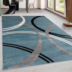 Rugshop Modern Wavy Circles Design Area Rug 3'3" x 5' Blue