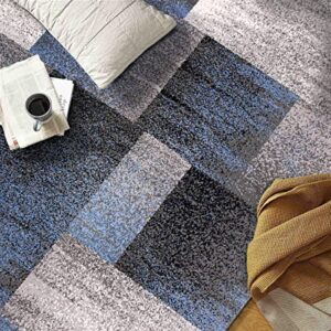 Rugshop Modern Distressed Boxes Area Rug 5' x 7' Blue