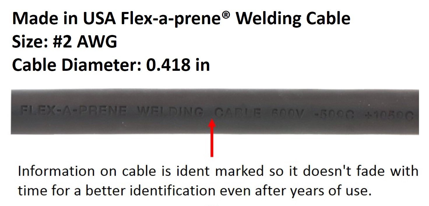 SÜA 200 Amp Welding Ground Clamp Lead Assembly - Dinse 10-25 Connector - #2 AWG cable (15 FEET)