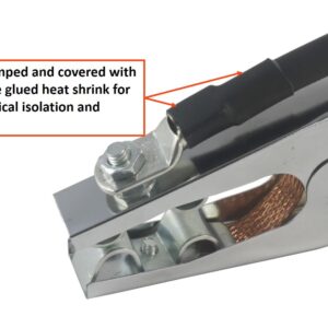 300 Amp Welding Ground Clamp Lead Assembly - Terminal Lug Connector - #1 AWG cable (15 FEET)